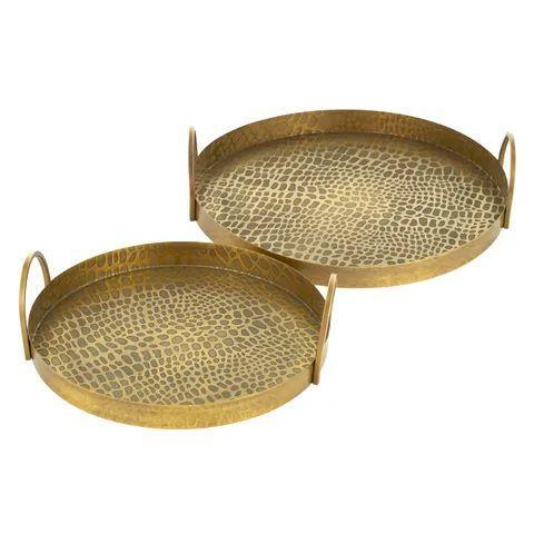 FC Irw In S/2 Metal Trays 30X31X7Cm Gold - Furniture Castle