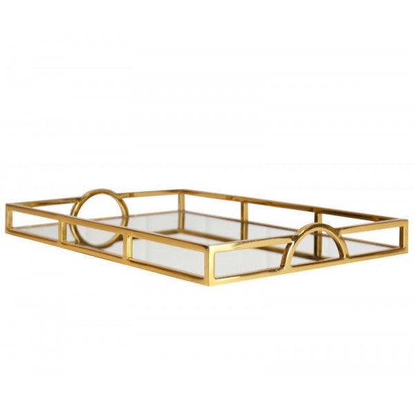 FC Large Rect Arch Handle Tray 56cm Gold - Furniture Castle