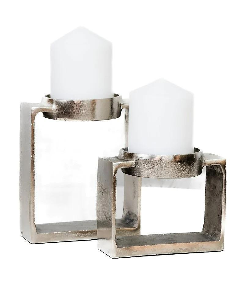 FC Miles Candle holder L Nickel - Furniture Castle