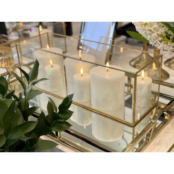 FC Rect Candle Holder Glass/Gold 45X15 - Furniture Castle