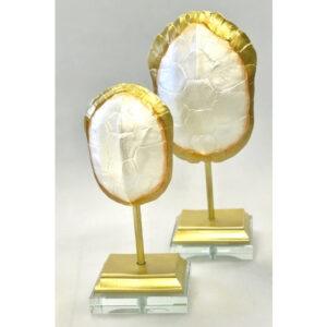 FC Resin Peal Shell Turtle On Stand Small - Furniture Castle