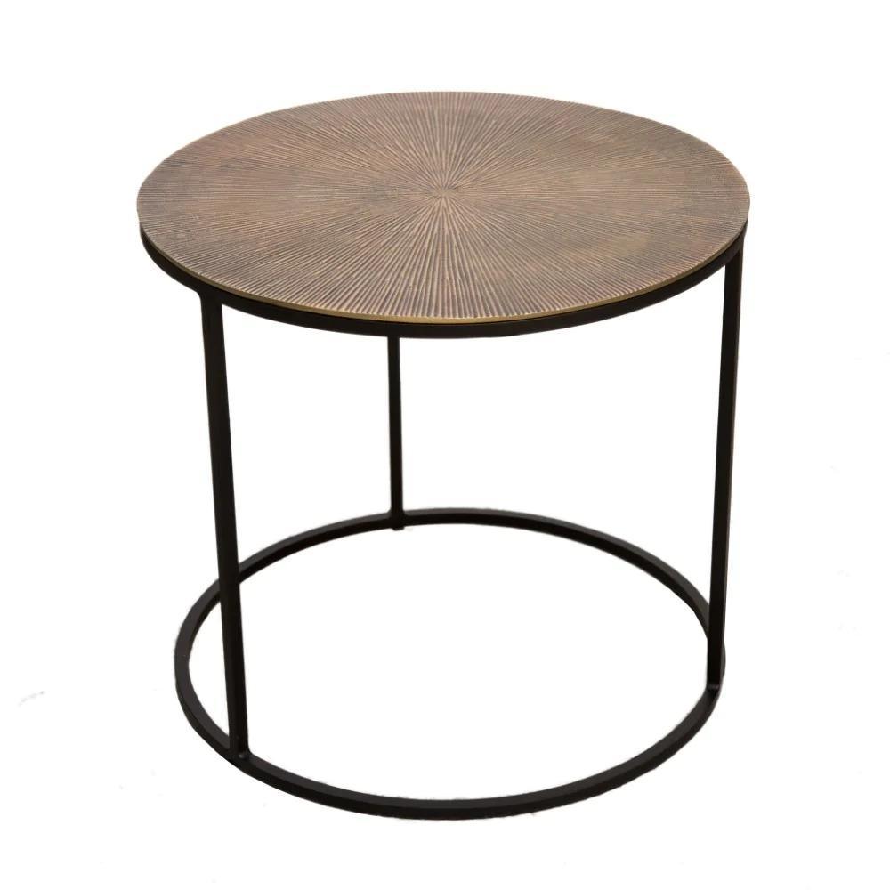 FC Ridges Brass Side Table Set of 2 - Furniture Castle