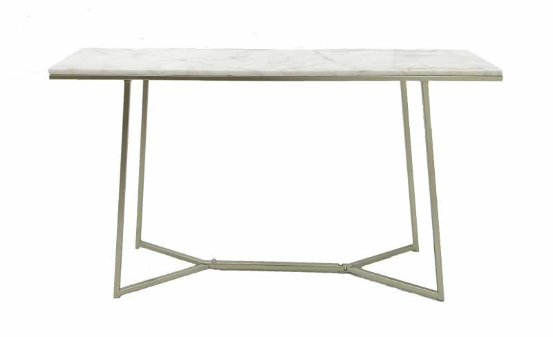 FC Tara Matt Gold Console Table Marble - Furniture Castle