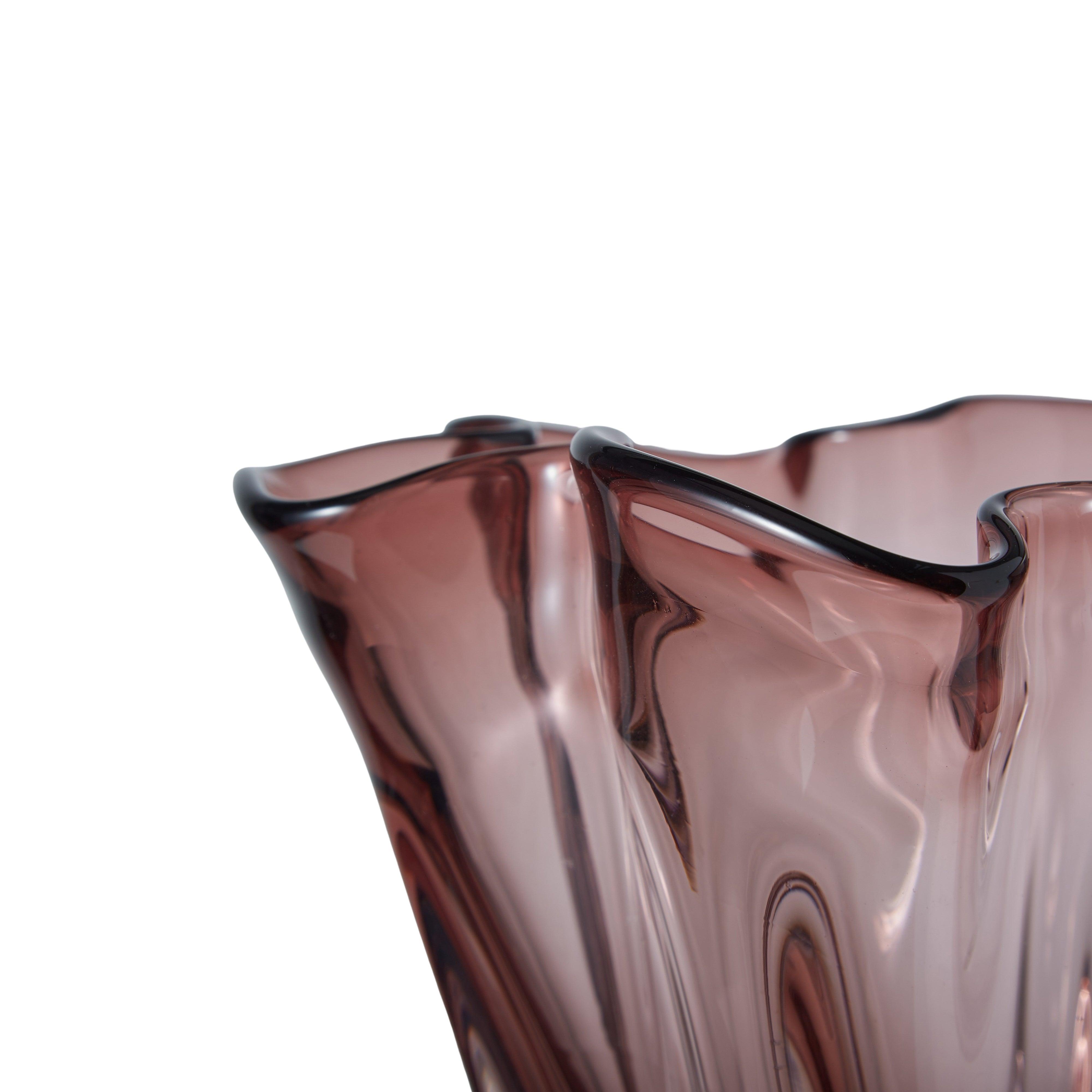 FC Wavy Glass Vase Plum 23x23x26cm - Furniture Castle