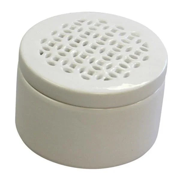 FC White Ceramic Round Decor Box 5" - Furniture Castle