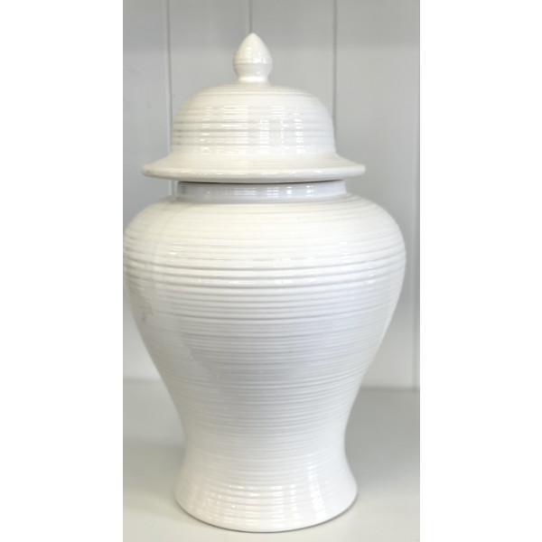 FC White Ripple Ceramic Jar 40cm - Furniture Castle