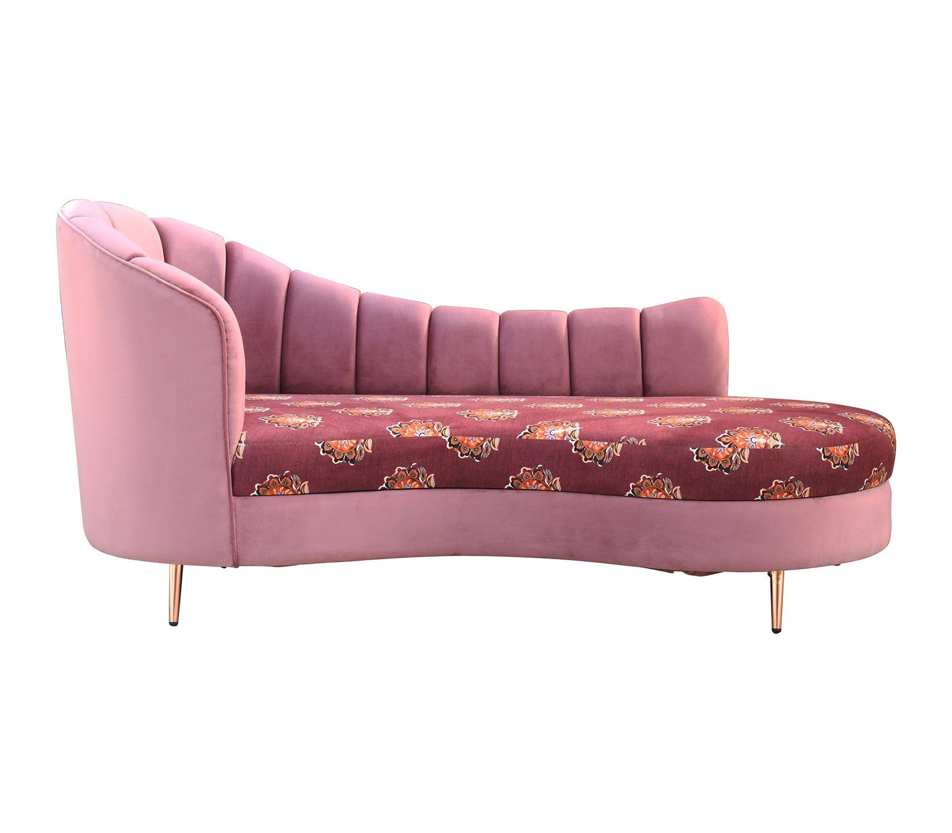 Flowral Sofa Chaise With Golden Legs - Furniture Castle