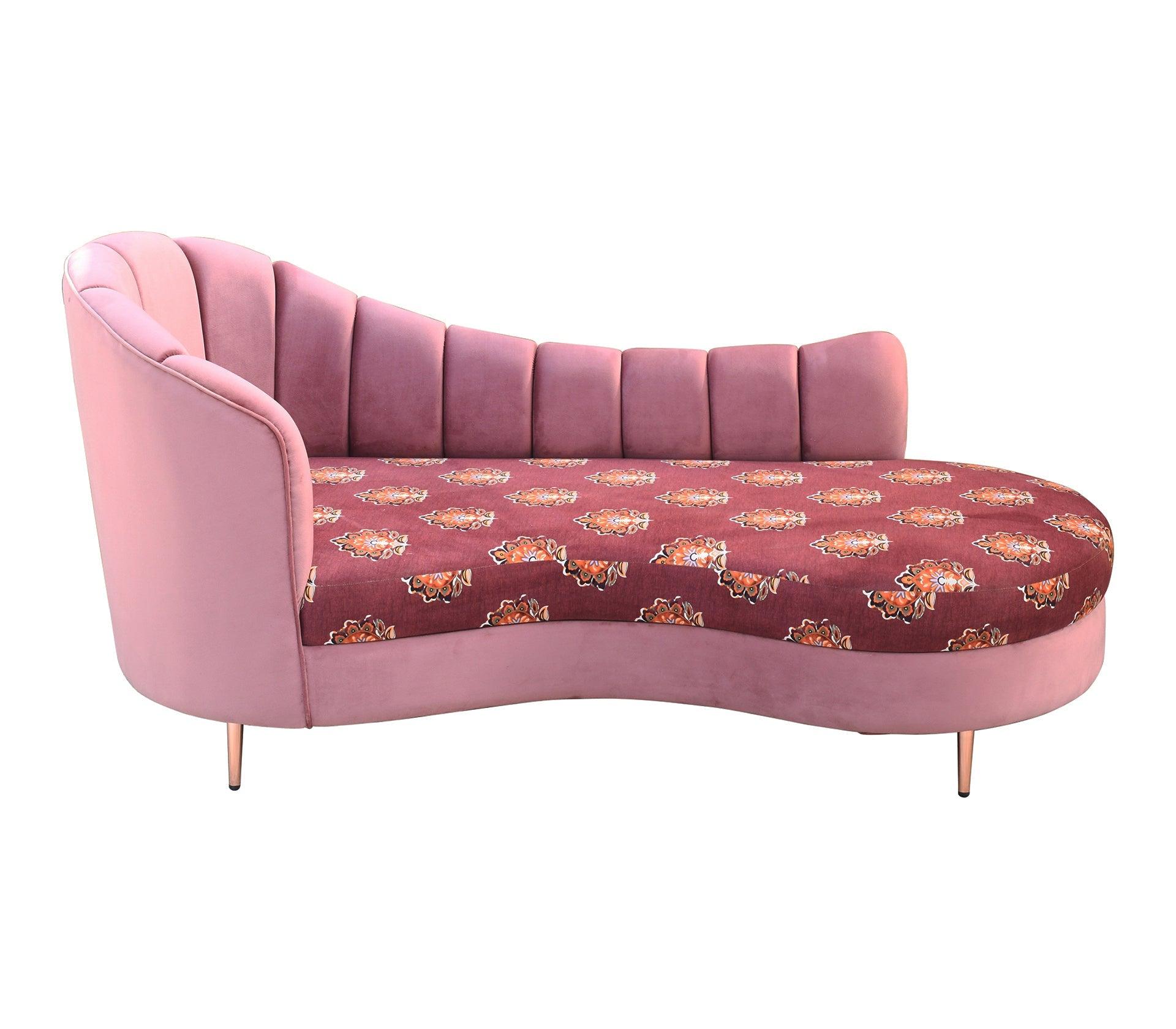 Flowral Sofa Chaise With Golden Legs - Furniture Castle