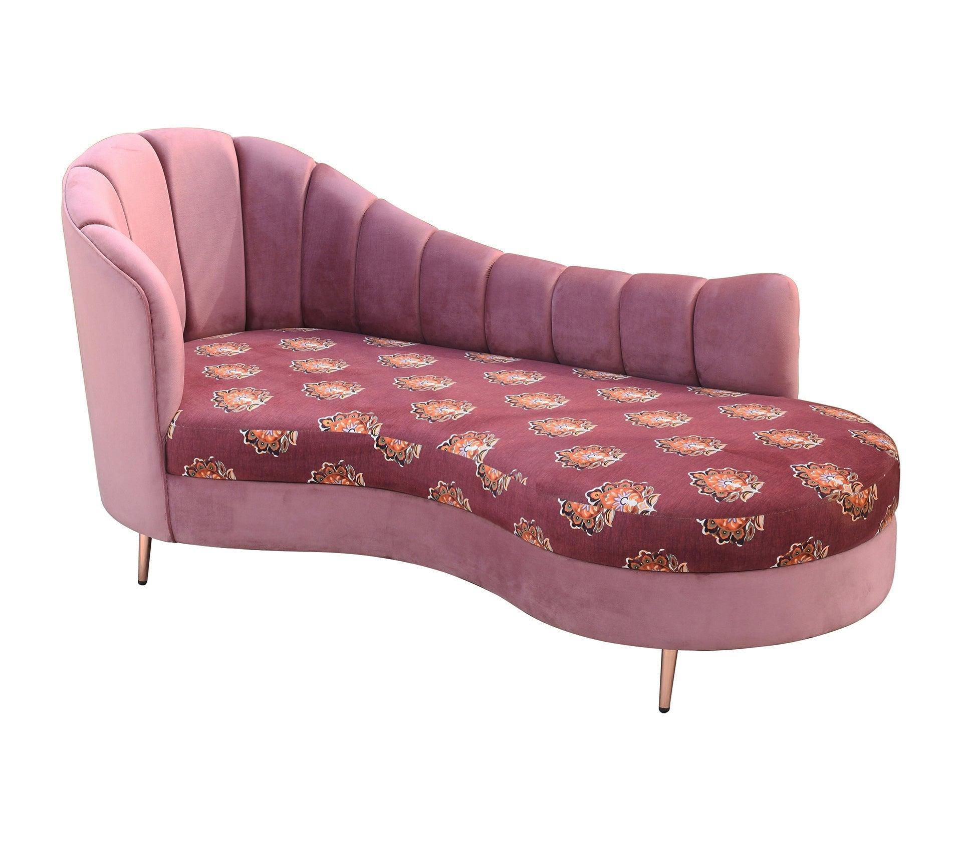 Flowral Sofa Chaise With Golden Legs - Furniture Castle