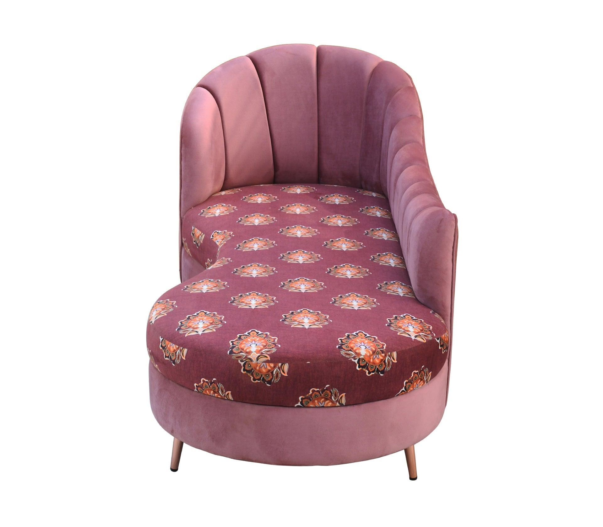 Flowral Sofa Chaise With Golden Legs - Furniture Castle