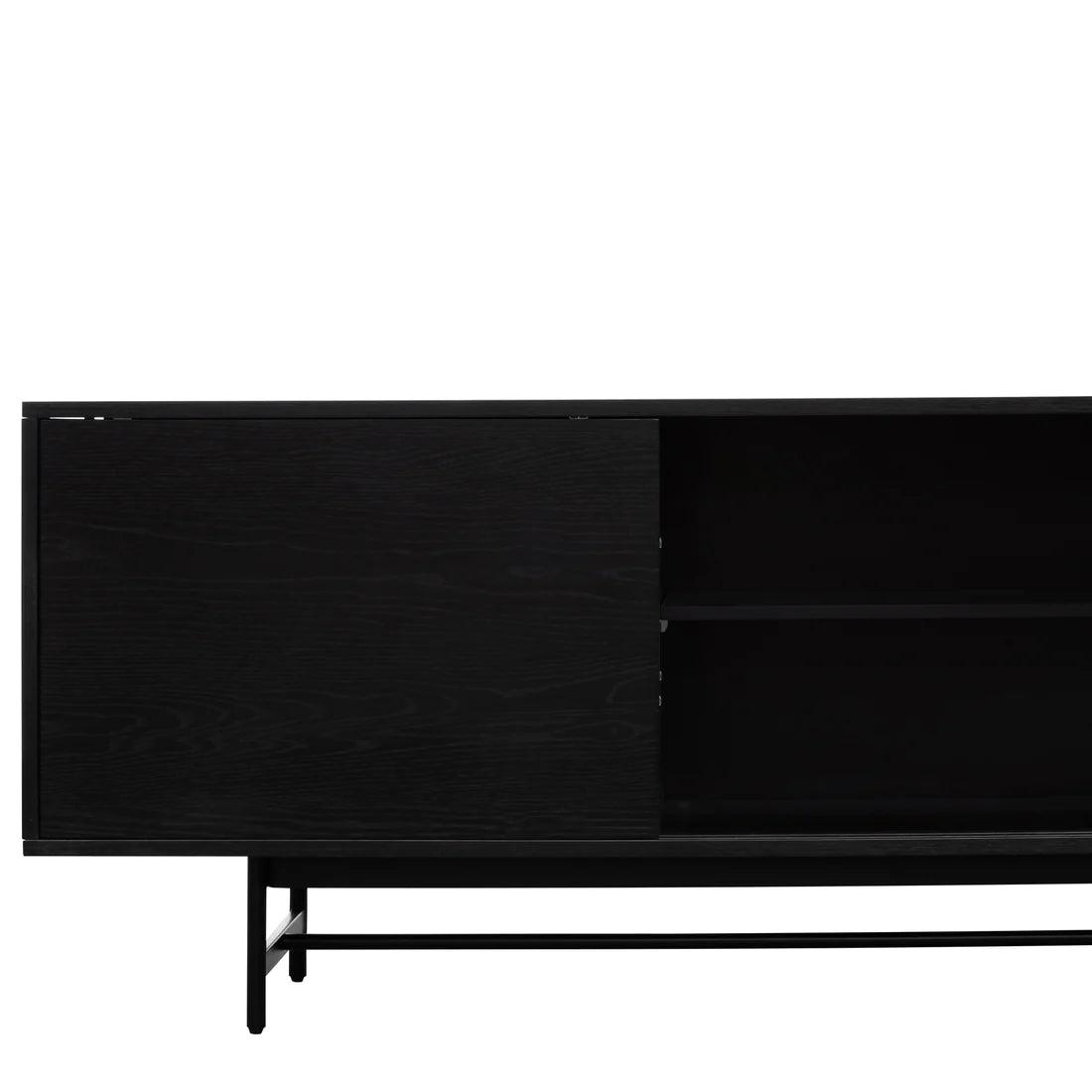 Flute Glass Door Black 2.1m Wooden Entertainment TV Unit - Furniture Castle