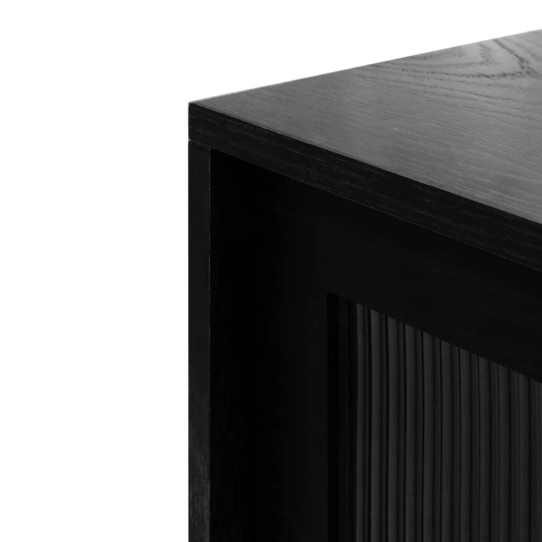 Flute Glass Door Black 2.1m Wooden Entertainment TV Unit - Furniture Castle