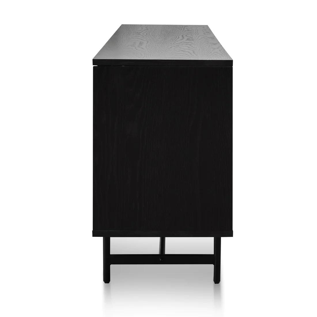 Flute Glass Door Black 2.1m Wooden Entertainment TV Unit - Furniture Castle