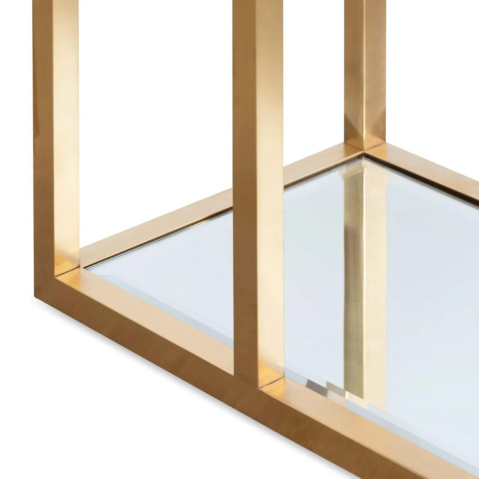 Golf Glass Console Table 1.6m - Brushed Gold - Furniture Castle