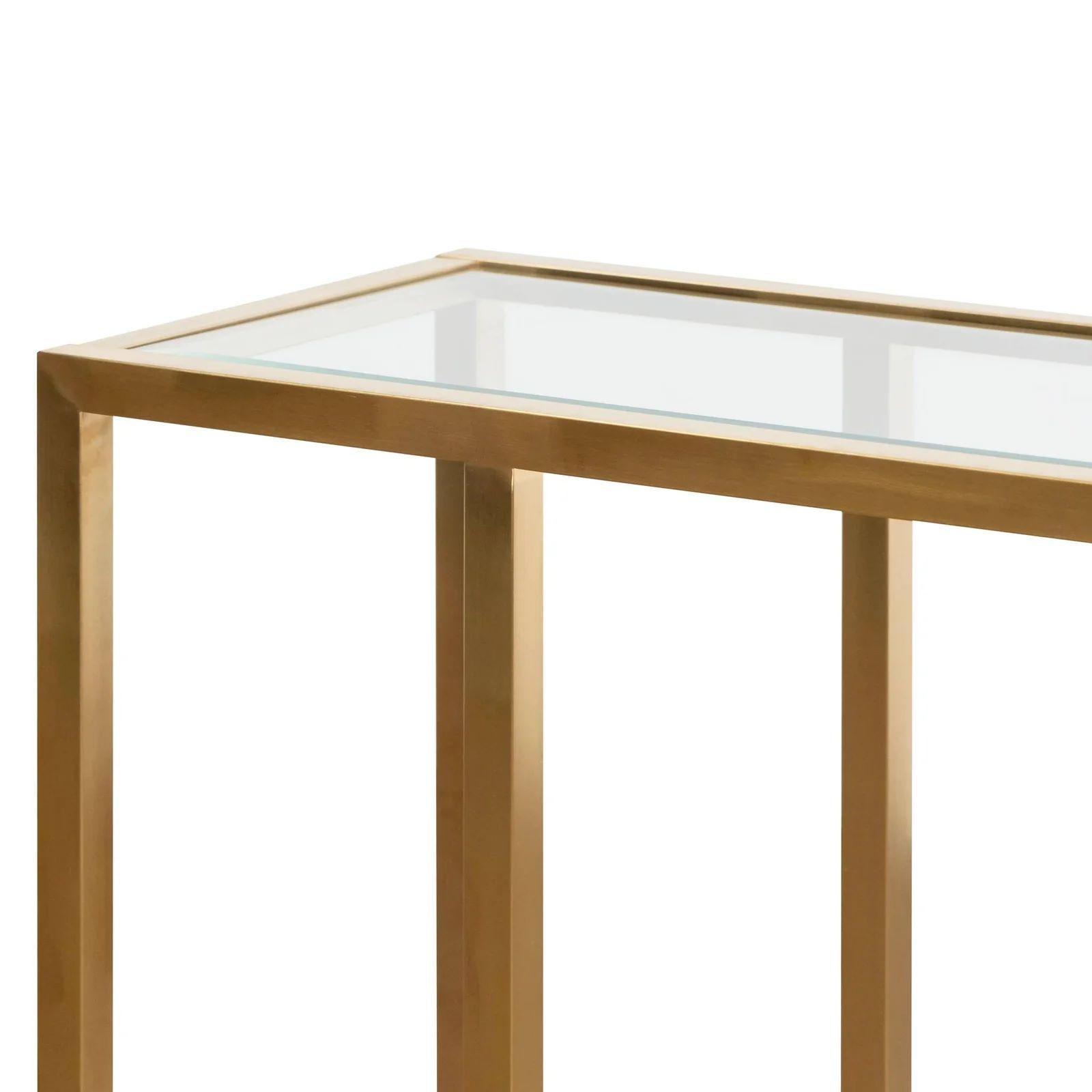 Golf Glass Console Table 1.6m - Brushed Gold - Furniture Castle