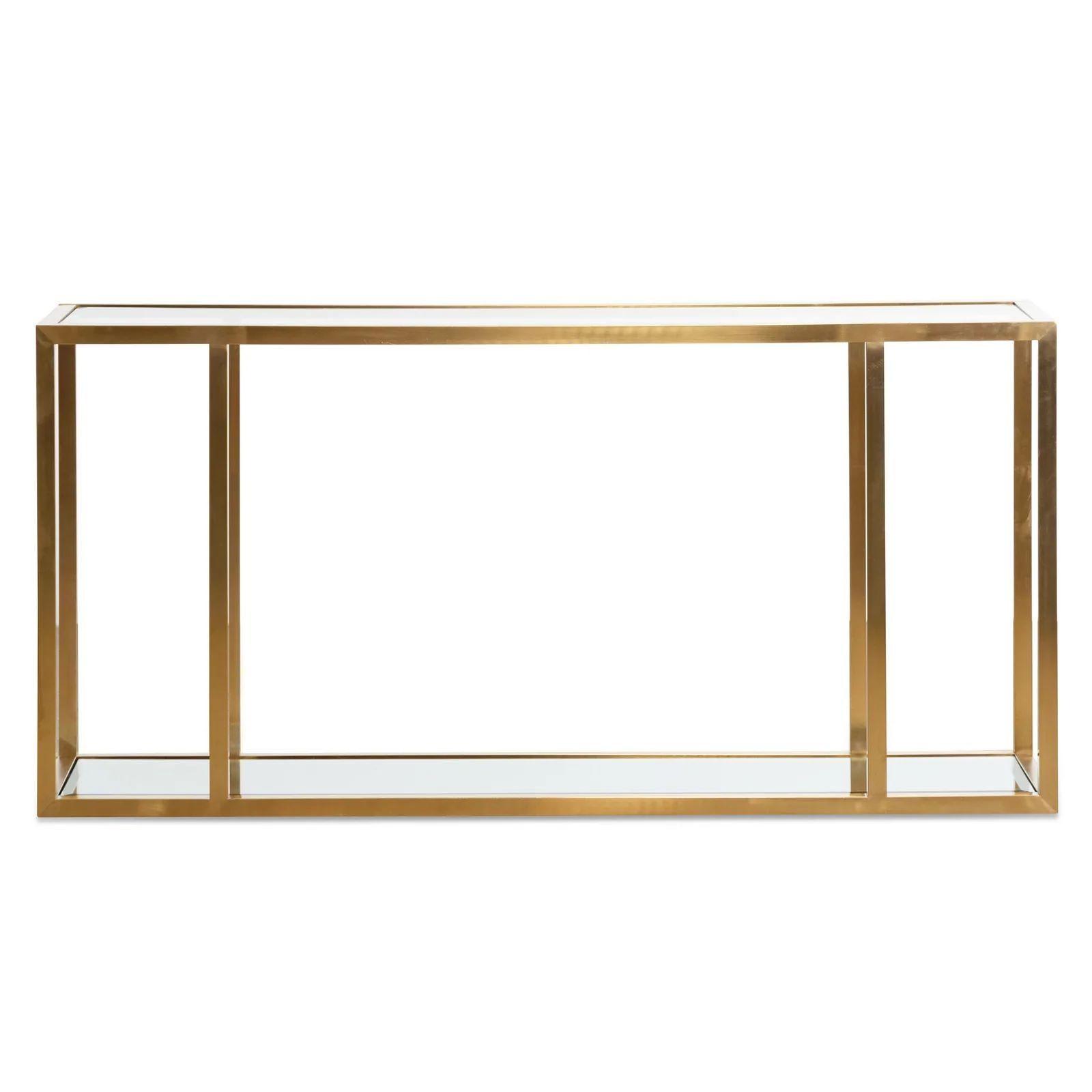 Golf Glass Console Table 1.6m - Brushed Gold - Furniture Castle
