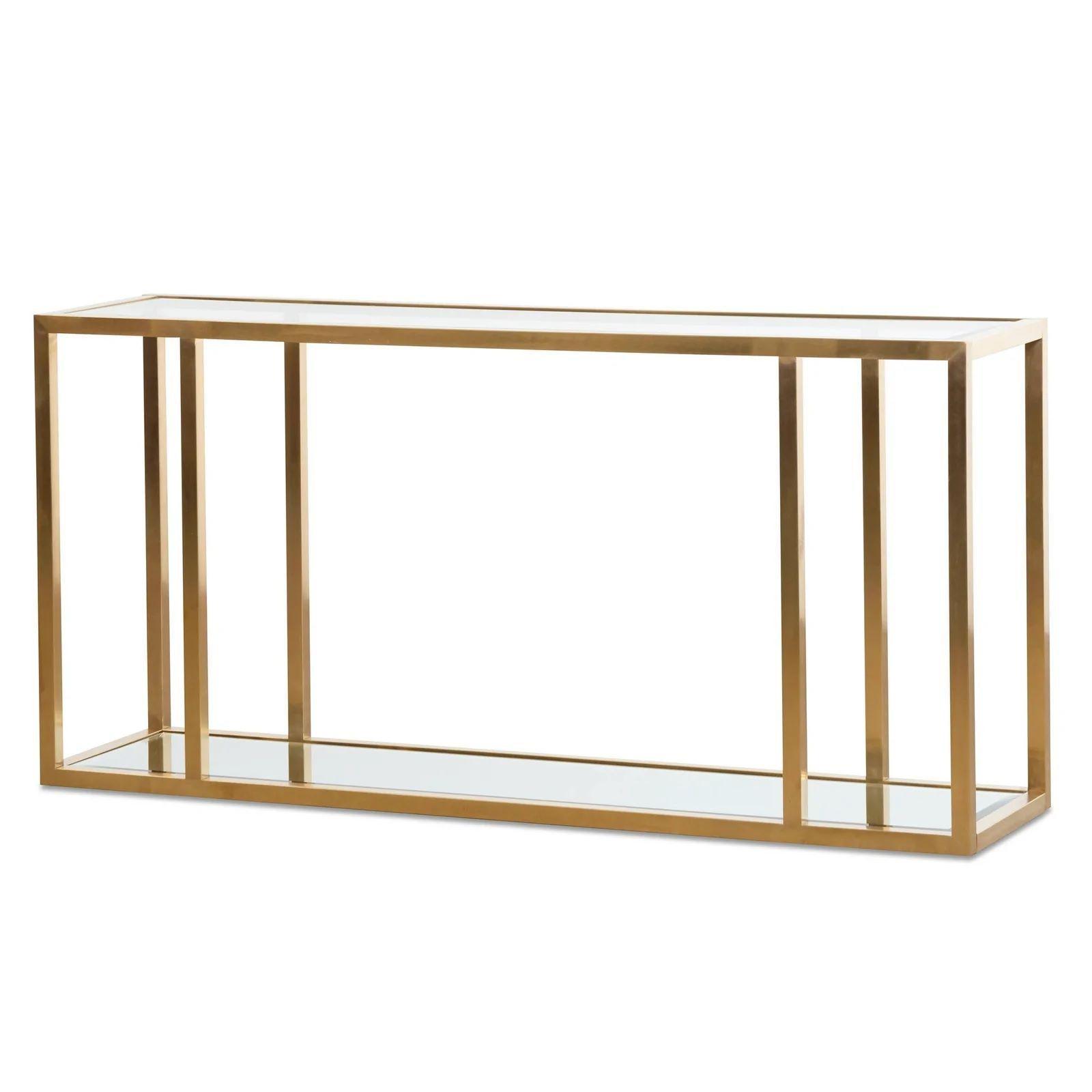 Golf Glass Console Table 1.6m - Brushed Gold - Furniture Castle