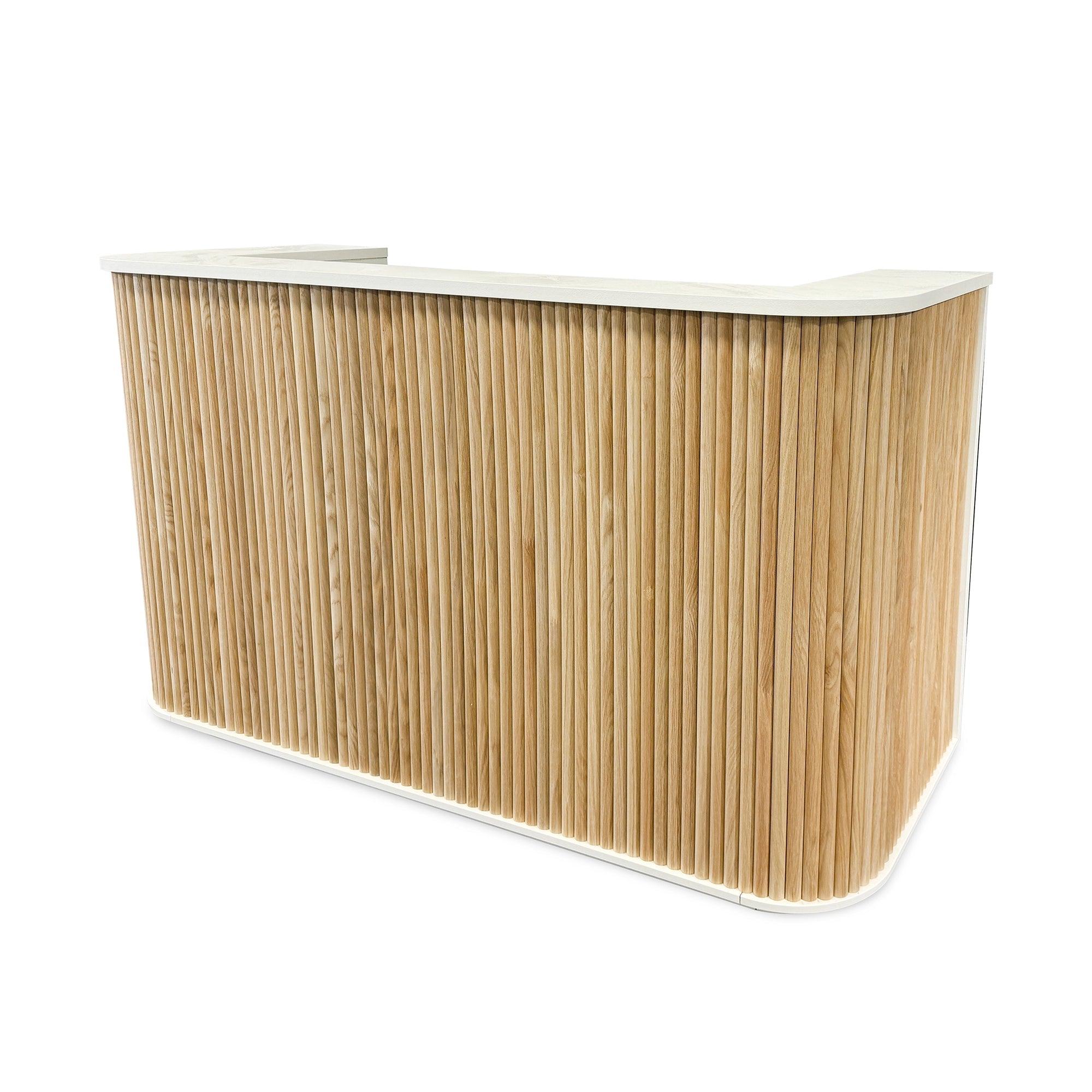 HALO Reception Desk 180cm - Oak & White - Furniture Castle