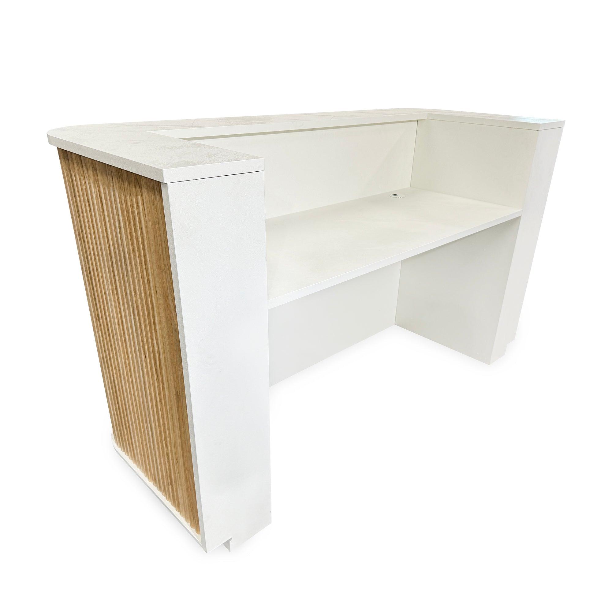 HALO Reception Desk 180cm - Oak & White - Furniture Castle