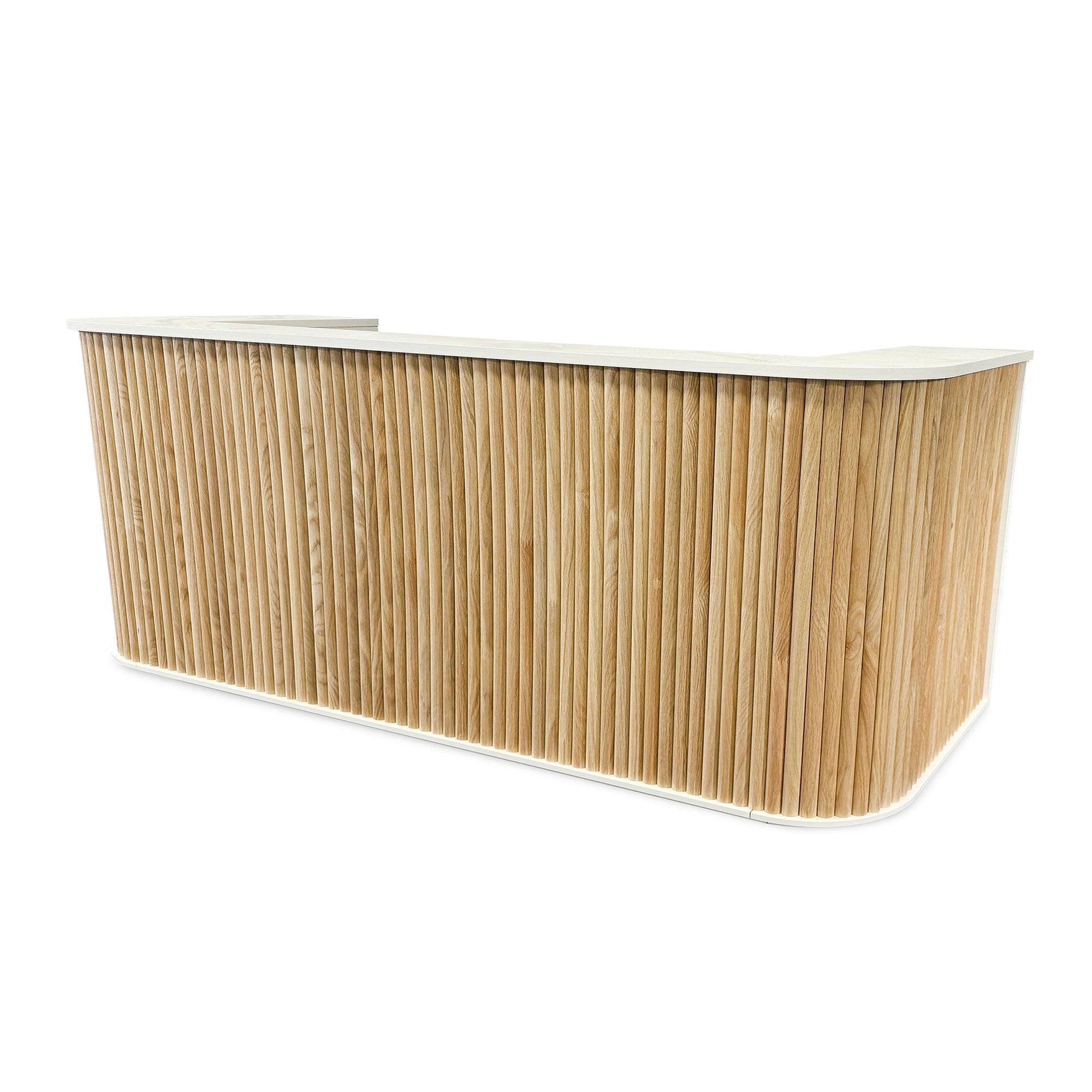 HALO Reception Desk 240cm - Oak & White - Furniture Castle