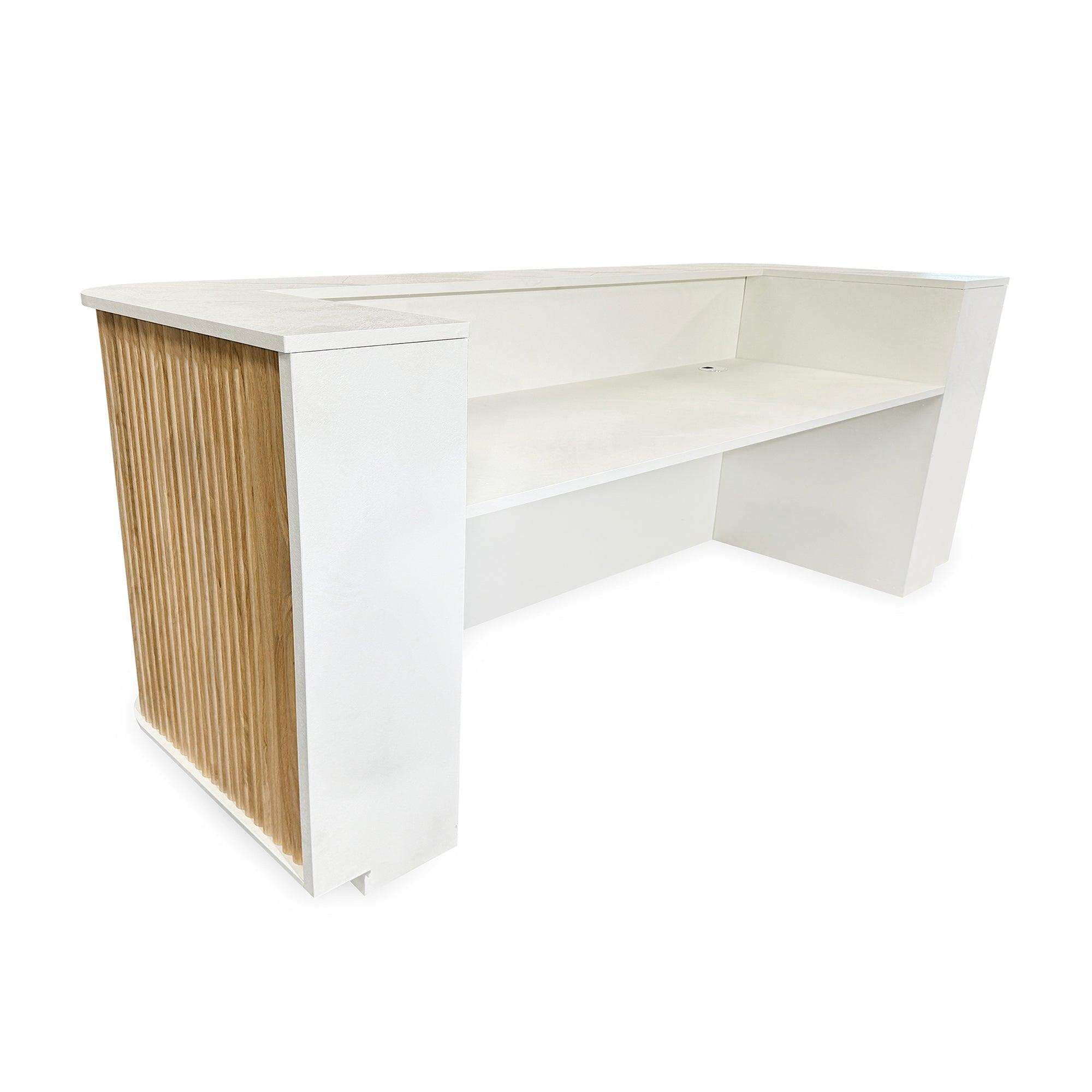HALO Reception Desk 240cm - Oak & White - Furniture Castle