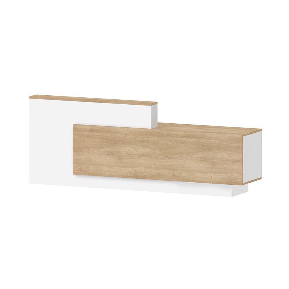 HELMER Reception Desk 2.4M Right Panel - Oak & White - Furniture Castle