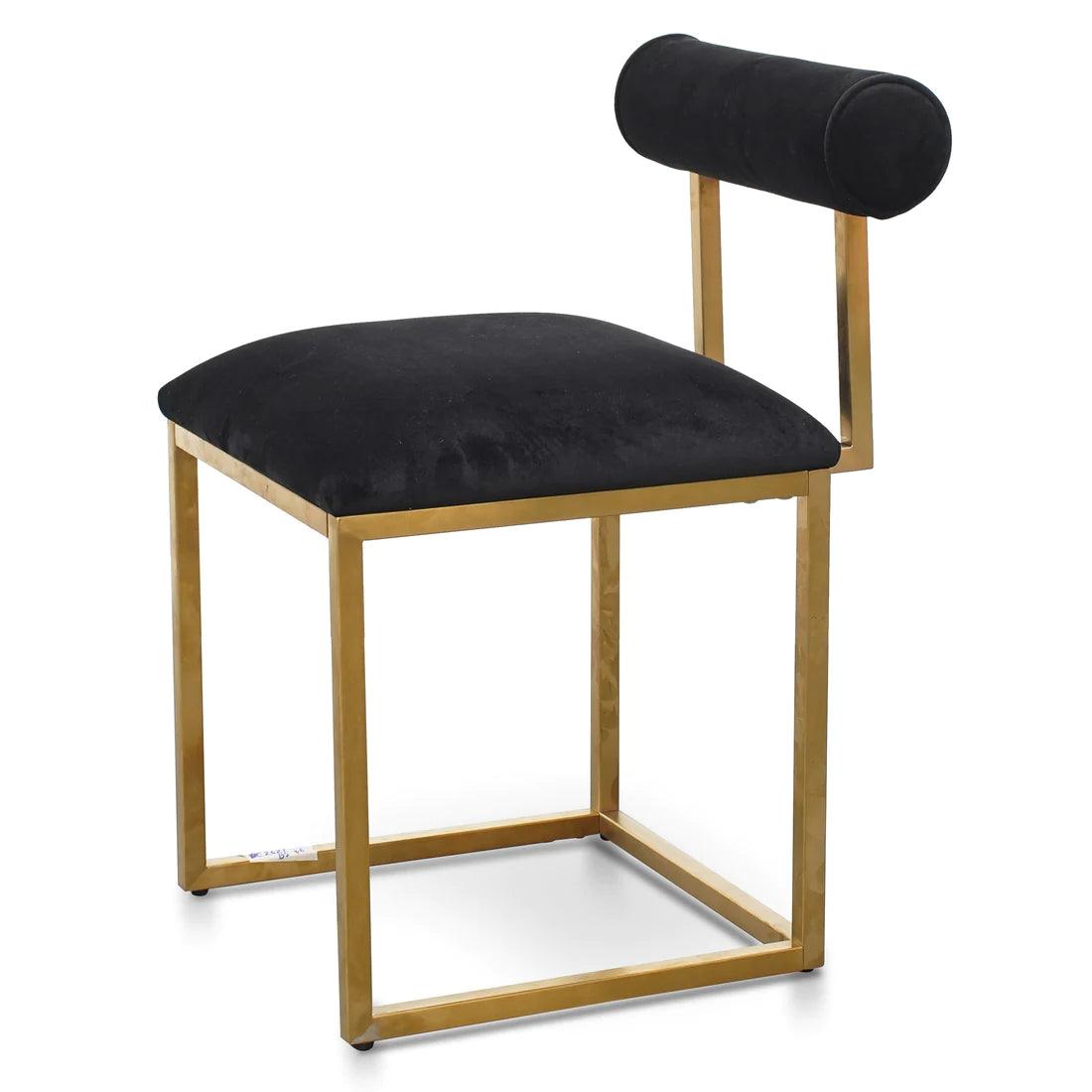High Occasional Chair In Black Velvet - Brushed Gold Base - Furniture Castle