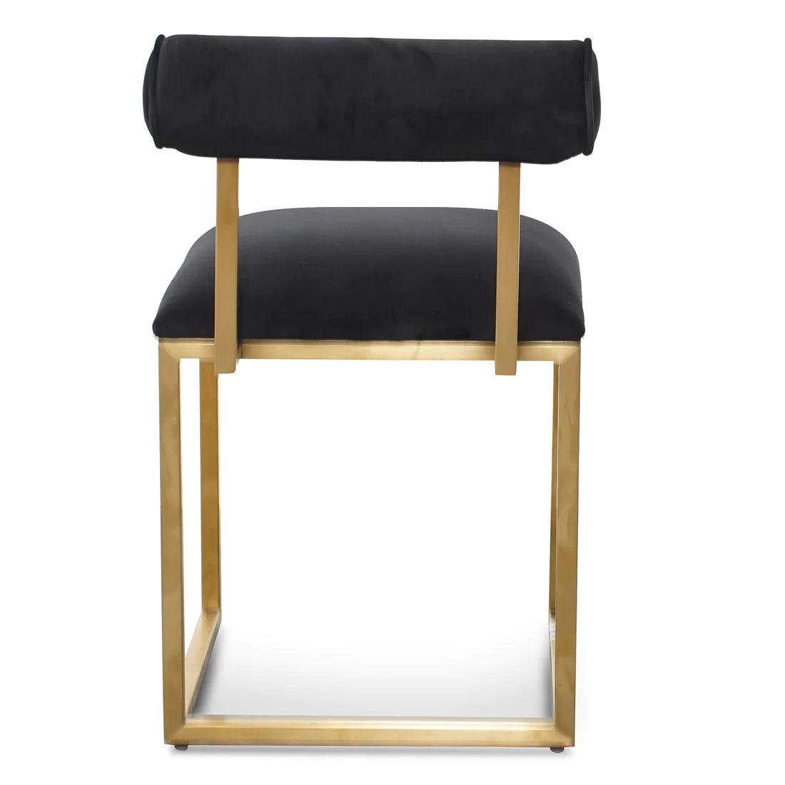 High Occasional Chair In Black Velvet - Brushed Gold Base - Furniture Castle