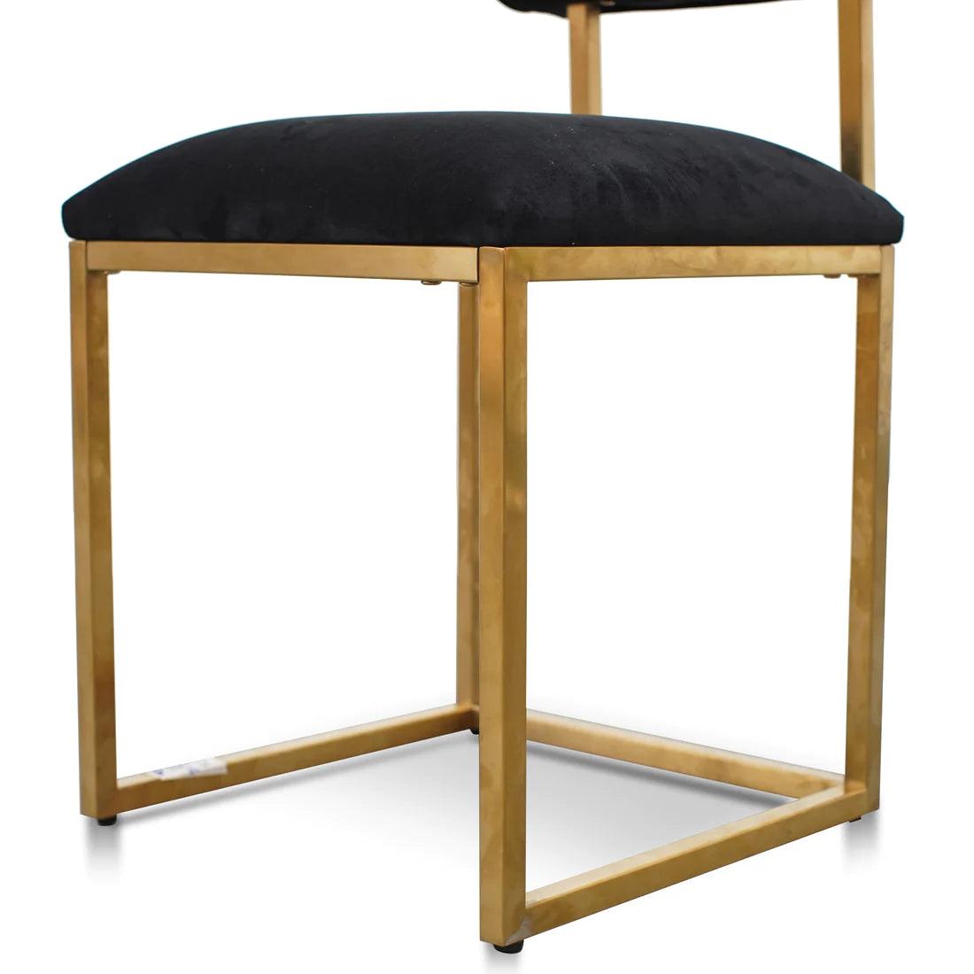 High Occasional Chair In Black Velvet - Brushed Gold Base - Furniture Castle