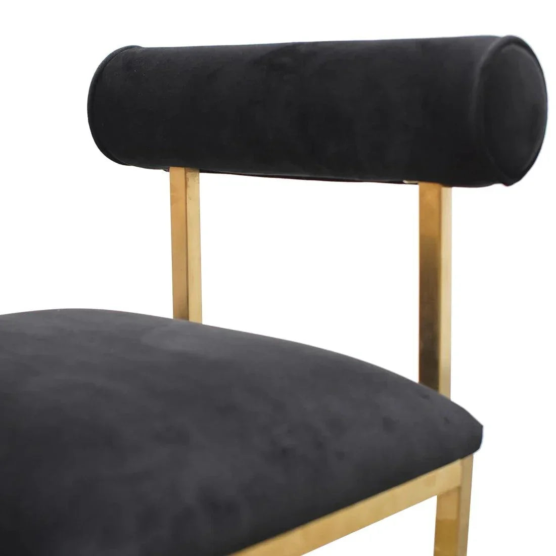 High Occasional Chair In Black Velvet - Brushed Gold Base - Furniture Castle
