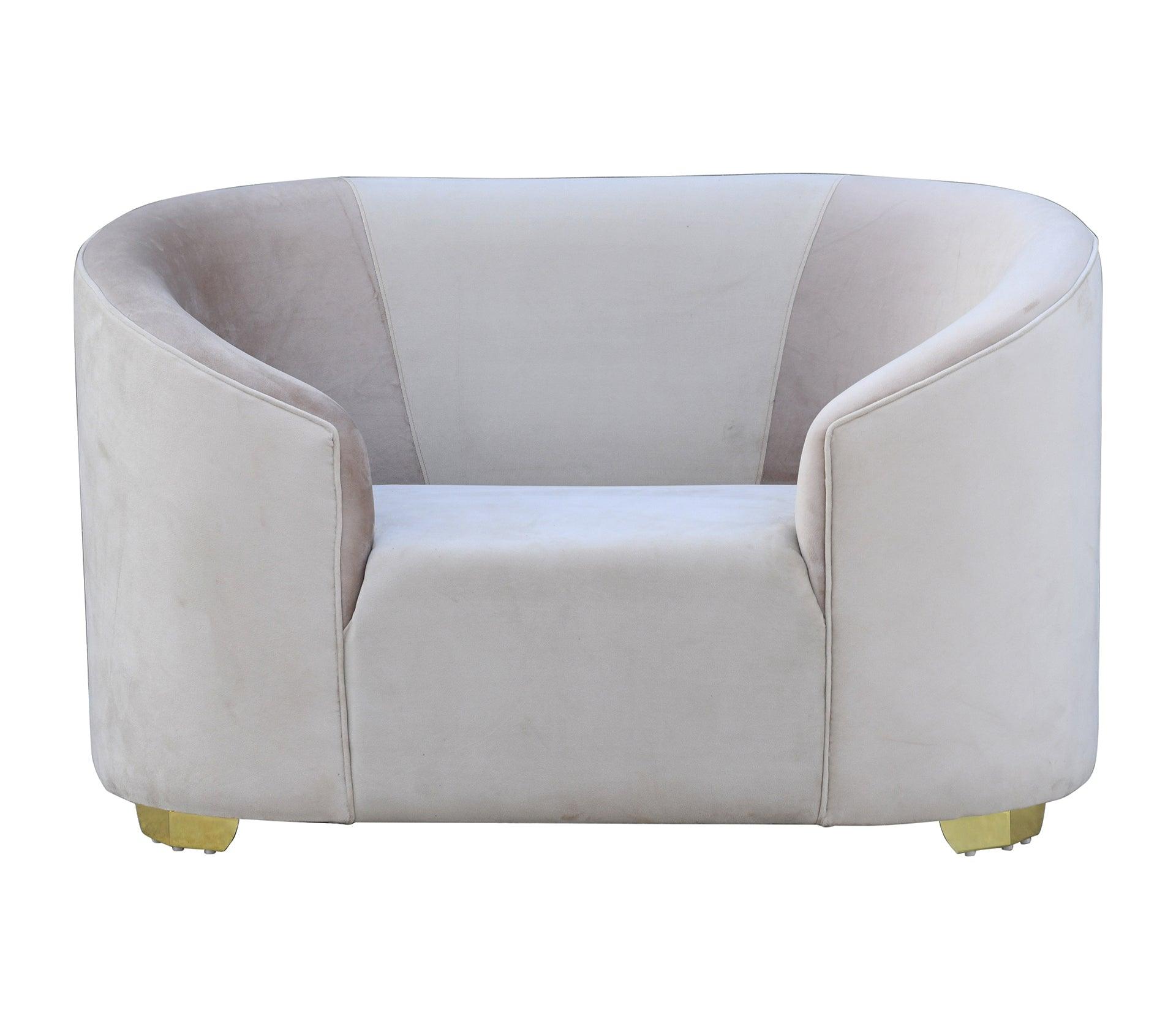 Honey Hug Cream Sofa Set 3+1+1 With Golden Legs - Furniture Castle