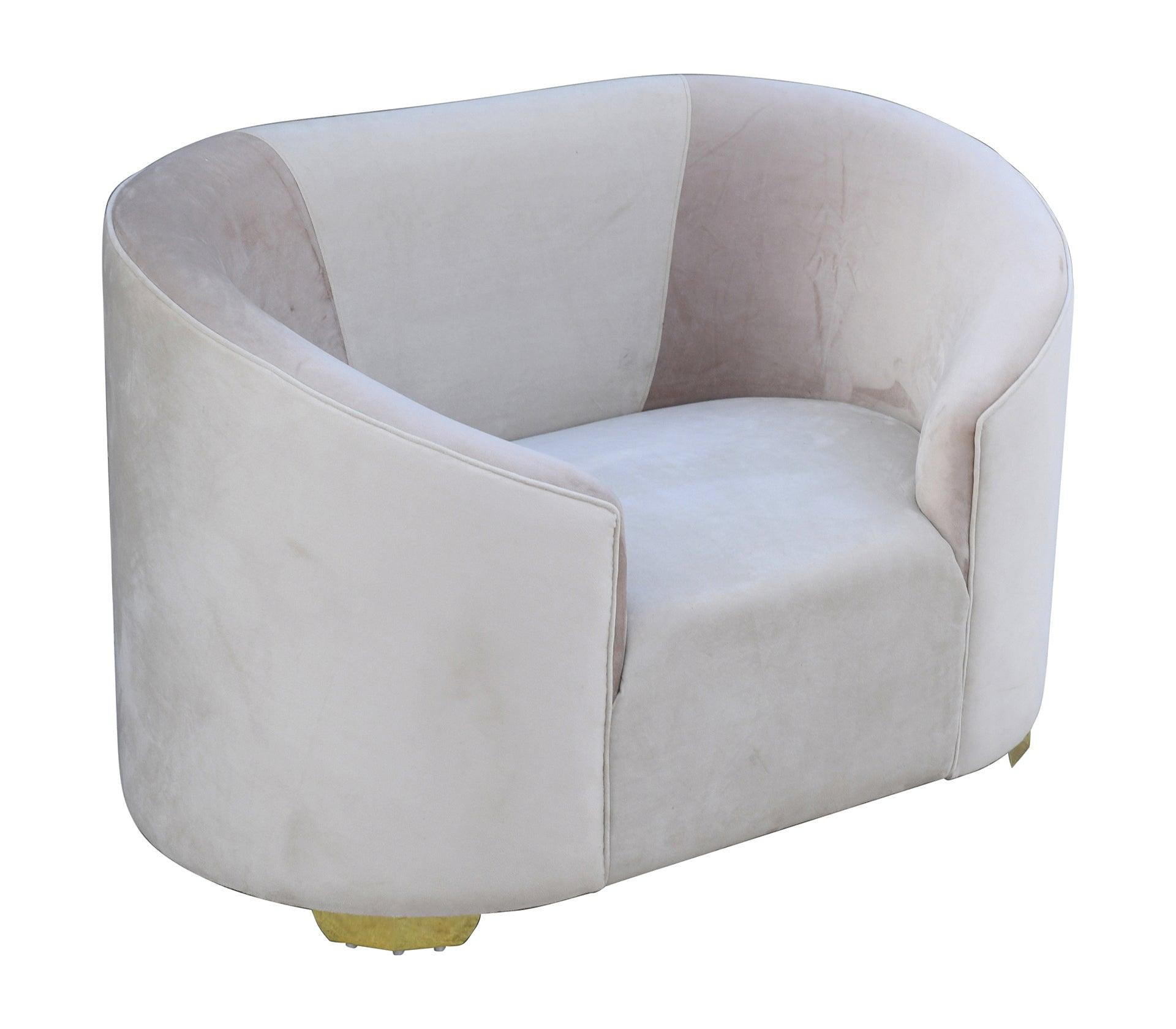 Honey Hug Cream Sofa Set 3+1+1 With Golden Legs - Furniture Castle
