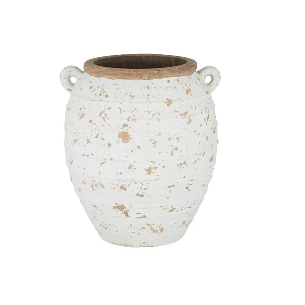 Hoopla Terracotta Pot White 32.5x36.5cm - Furniture Castle