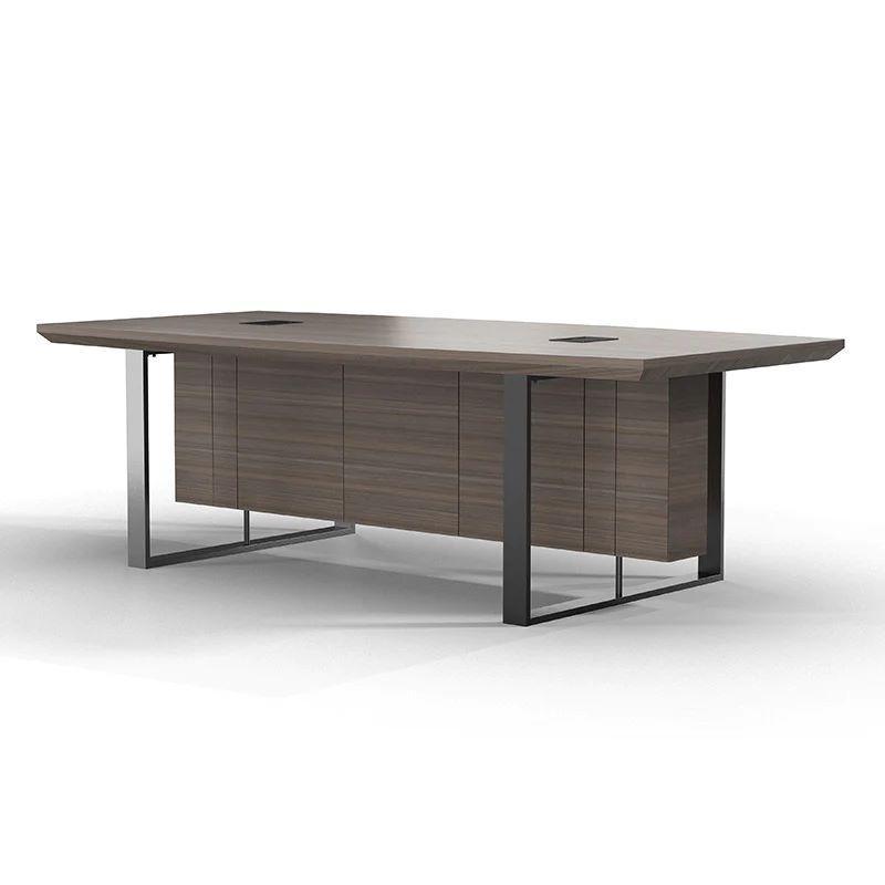 Inigo Boardroom Meeting Table 2.4M - Hazelnut & Black - Furniture Castle