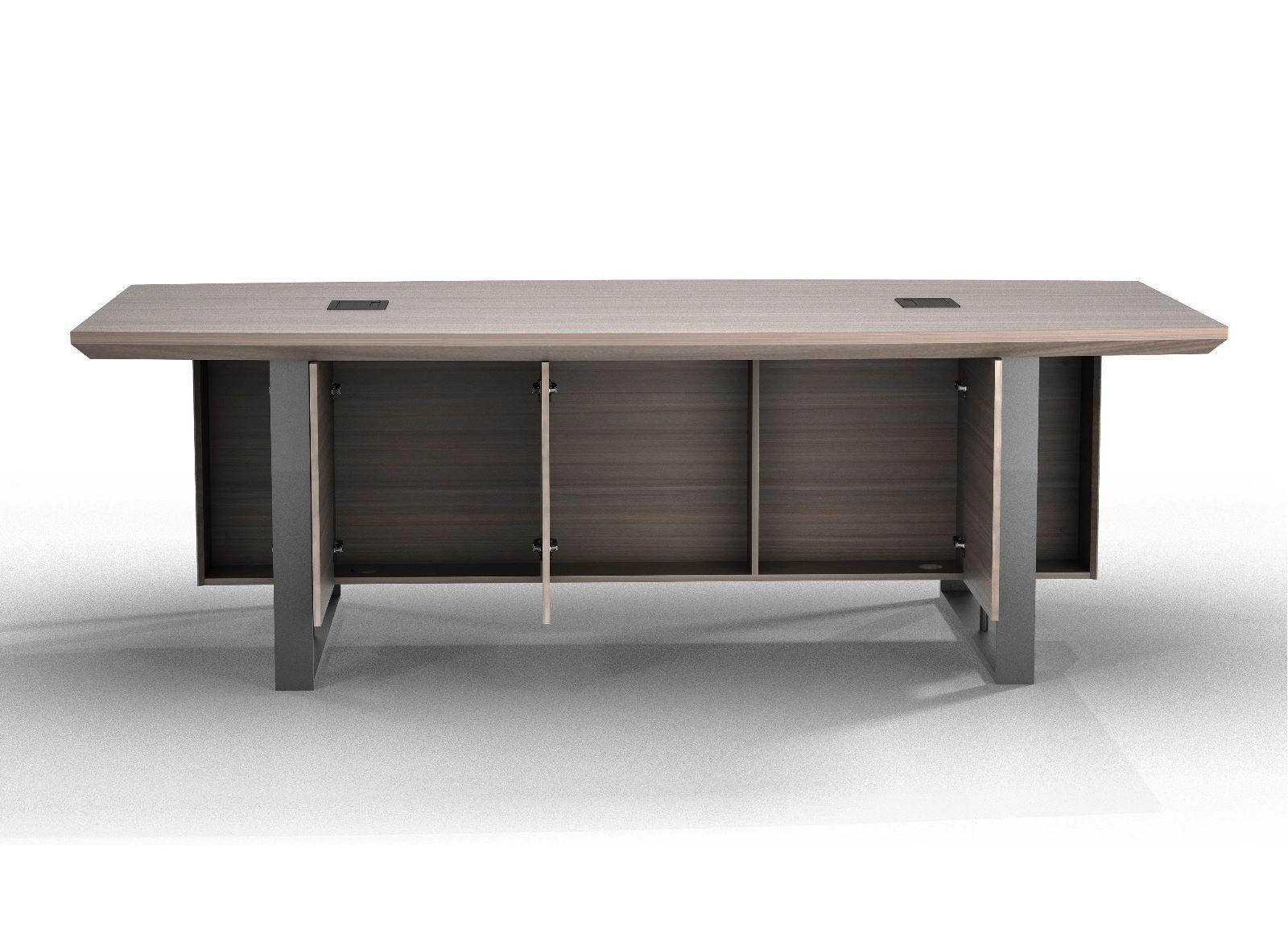 Inigo Boardroom Meeting Table 2.4M - Hazelnut & Black - Furniture Castle