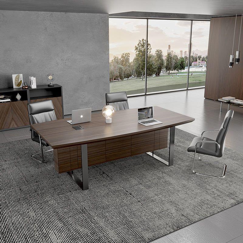 Inigo Boardroom Meeting Table 2.4M - Hazelnut & Black - Furniture Castle