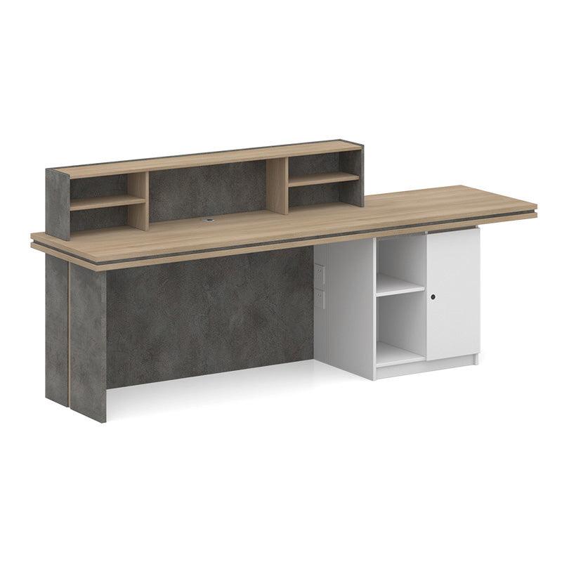 JARIN Reception Desk 2.4M Left Panel - Carbon Grey & White Colour - Furniture Castle