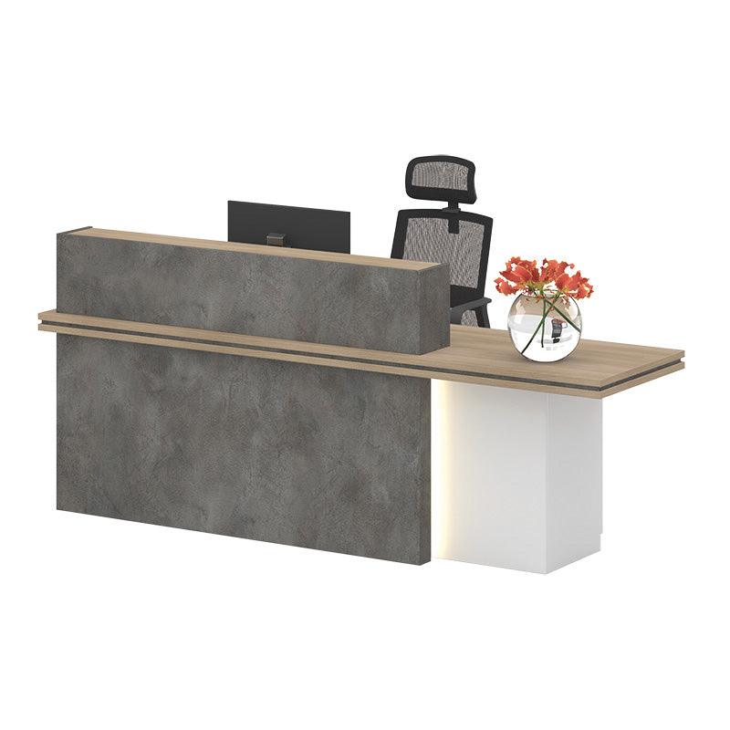 JARIN Reception Desk 2.4M Right Panel - Carbon Grey & White Colour - Furniture Castle