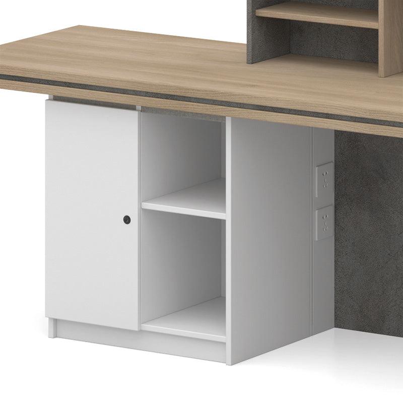 JARIN Reception Desk 2.4M Right Panel - Carbon Grey & White Colour - Furniture Castle