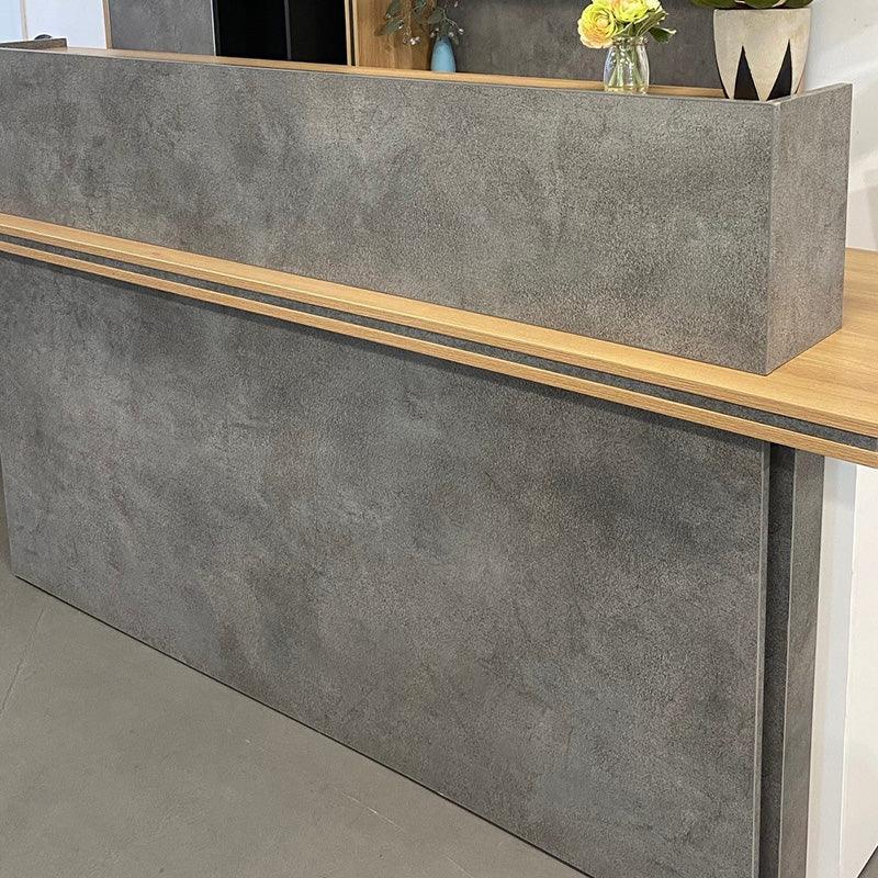 JARIN Reception Desk 2.4M Right Panel - Carbon Grey & White Colour - Furniture Castle