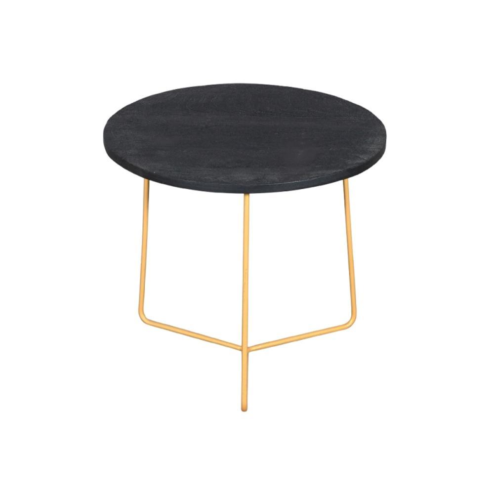 Julian Side Table 3 Legs Gold & Black - Furniture Castle