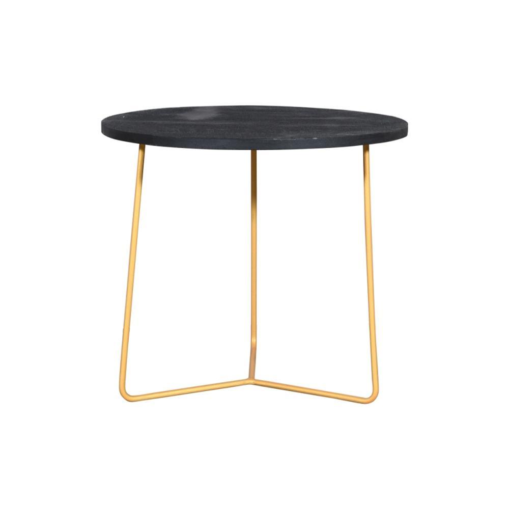 Julian Side Table 3 Legs Gold & Black - Furniture Castle