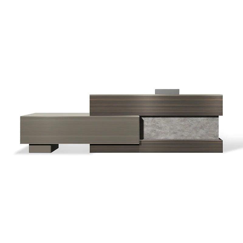 Kasper Reception Desk Right Panel 2.8M - Chocolate & Charcoal Greyeige - Furniture Castle