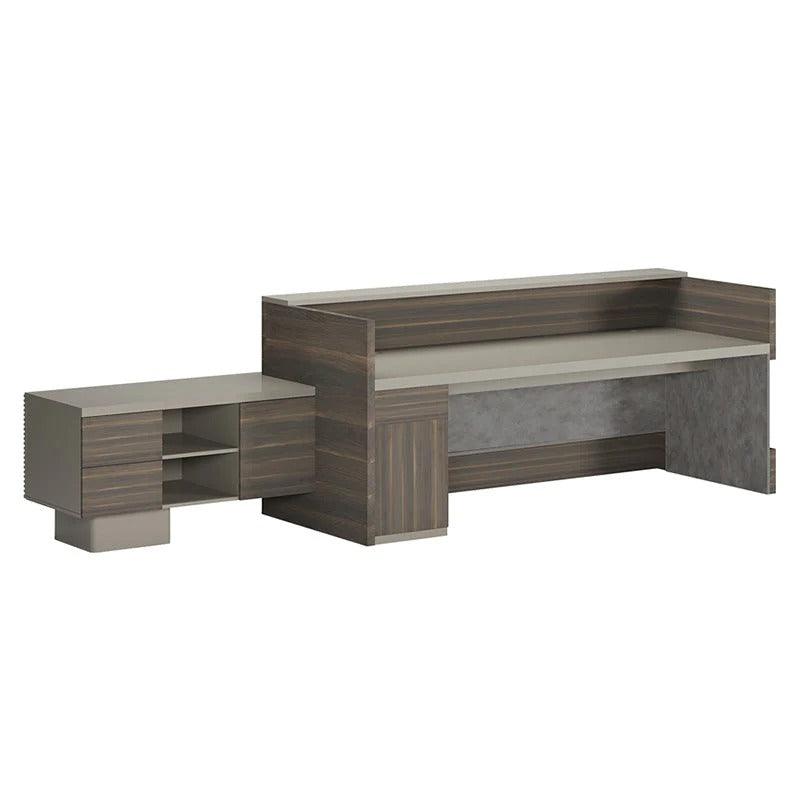 Kasper Reception Desk Right Panel 2.8M - Chocolate & Charcoal Greyeige - Furniture Castle