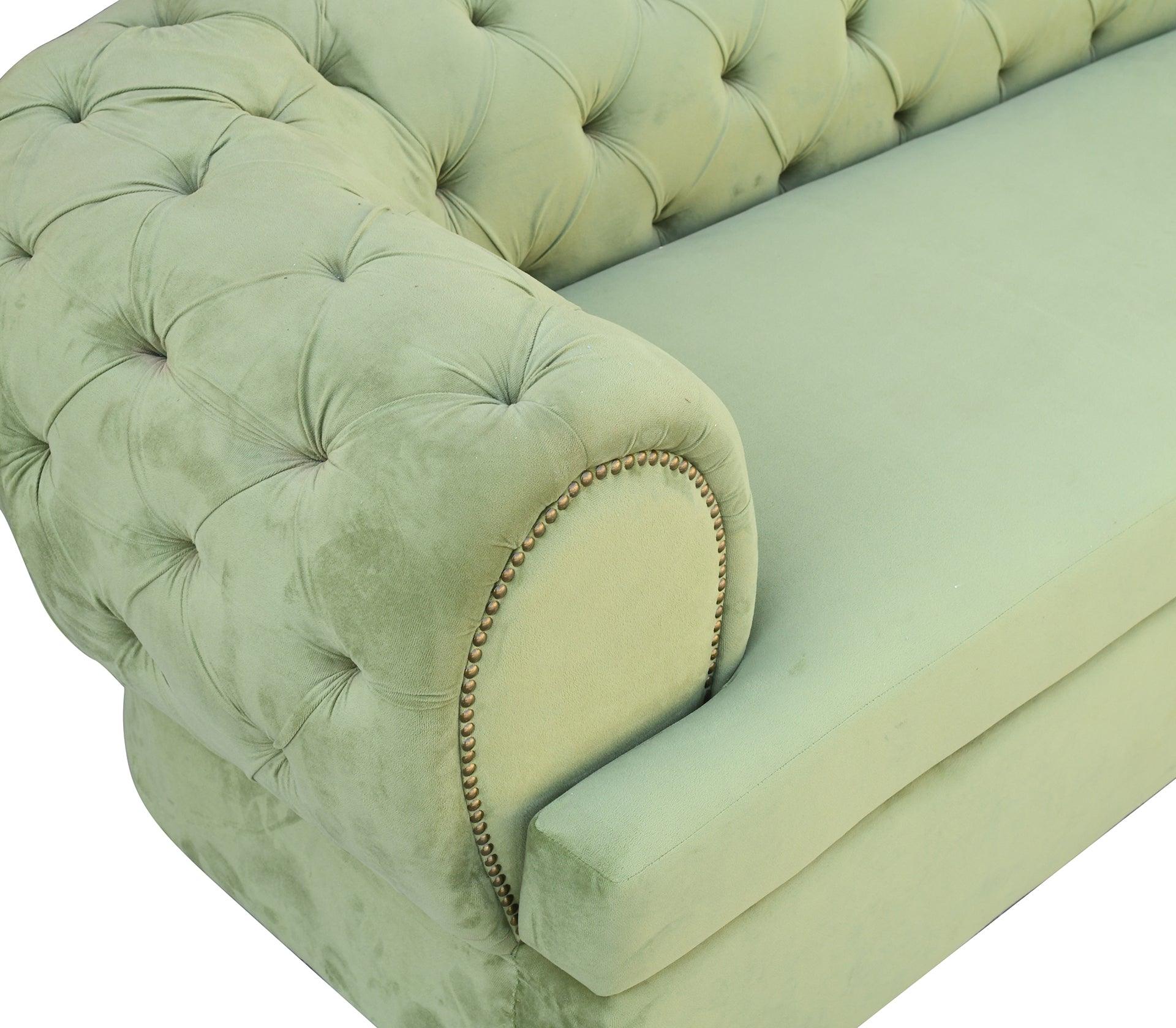 Katrina Pistachio Sofa Set 3+1+1 With Golden Legs - Furniture Castle