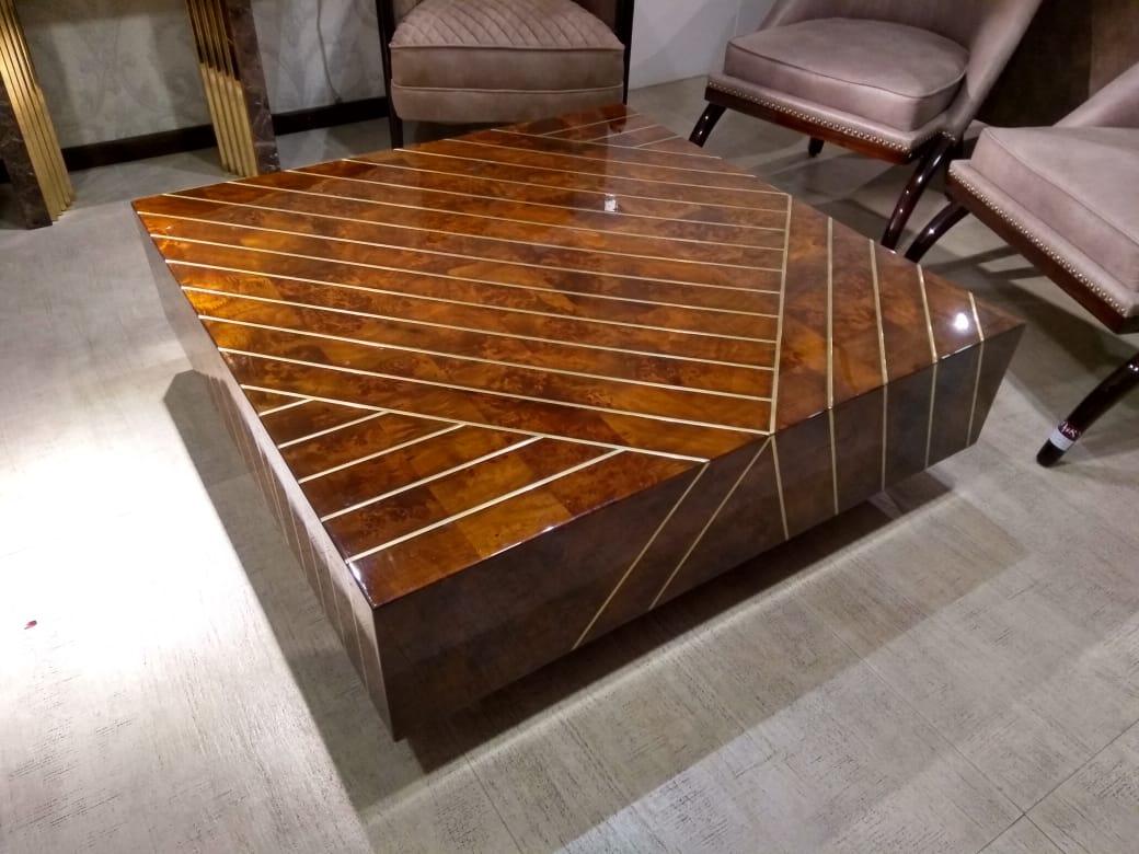 Keen Taper Center Table Burl Veneer With Polyester Polish - Furniture Castle
