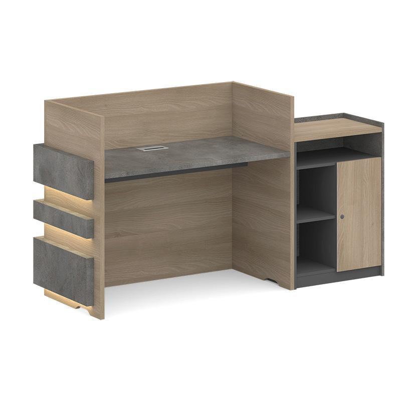 Keran Reception Desk 1.8M Left Panel - Acacia & Carbon Grey Colour - Furniture Castle