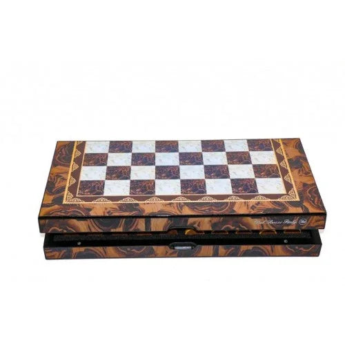 Dal Rossi Mosaic Finish Folding Chess Set, 16″