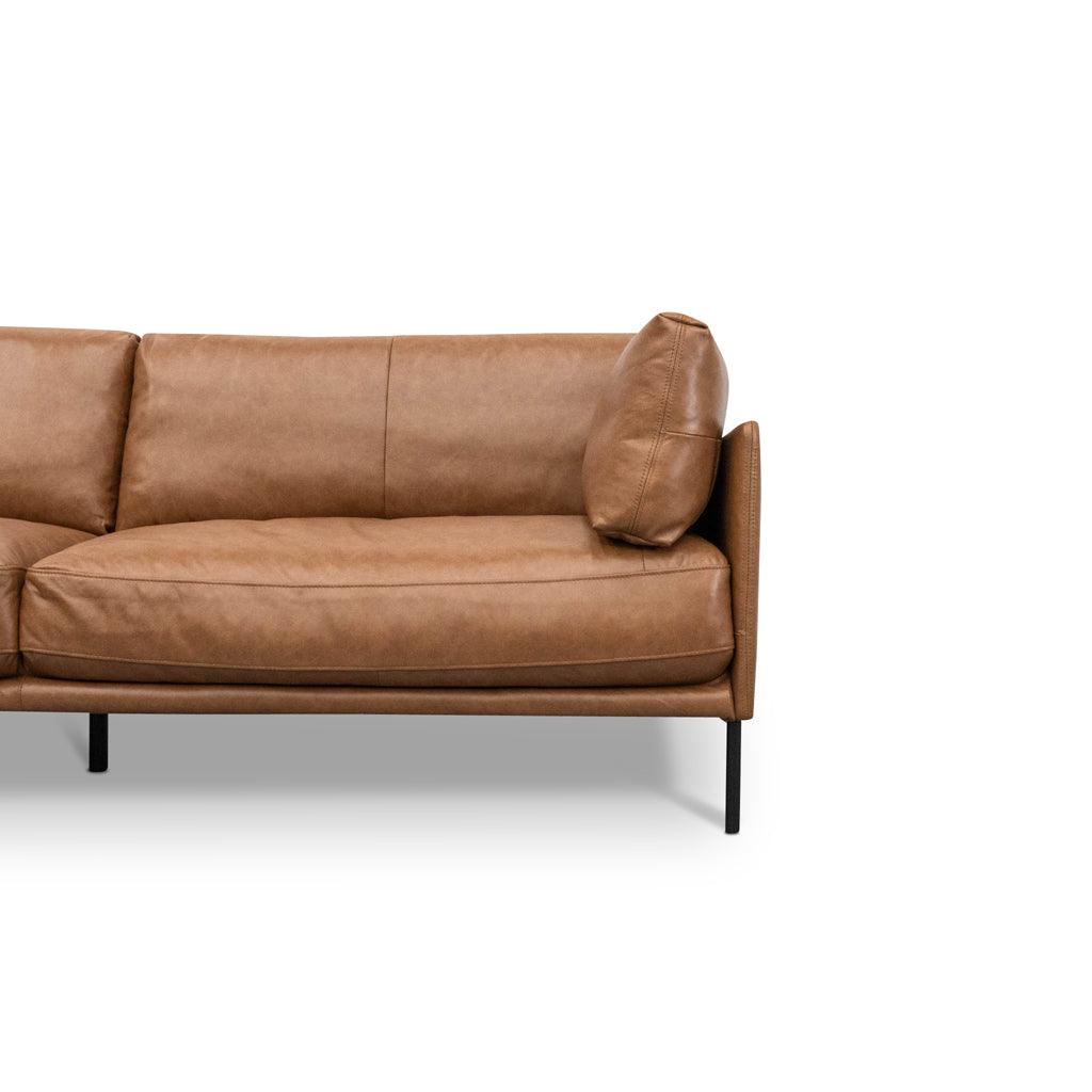 LC8592-KSO 4 Seater Left Chaise Leather Sofa - Caramel Brown - Furniture Castle