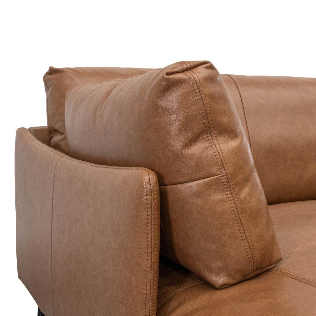 LC8592-KSO 4 Seater Left Chaise Leather Sofa - Caramel Brown - Furniture Castle